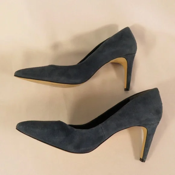 Charles By Charles David Denim Blue Suede Heels Size 9.5 Medium - Picture 7 of 9